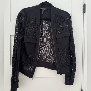 BCBGMaxAzria Black Lace Bomber Jacket